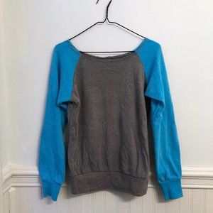 Ocean Drive Gray and Blue Colorblock Pullover Sweatshirt Size Small